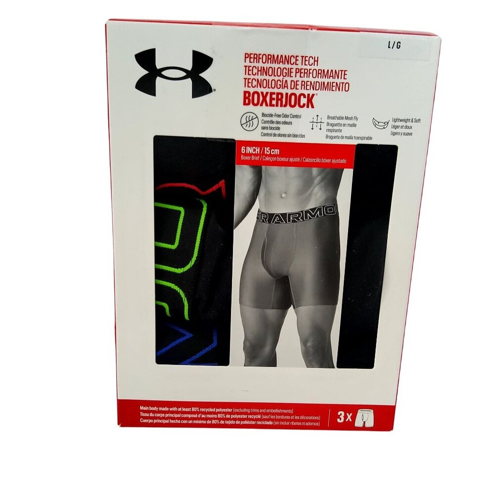Under Armour Performance Tech Boxerjock 6 Inch Breathable Mesh Boxer Briefs S. L